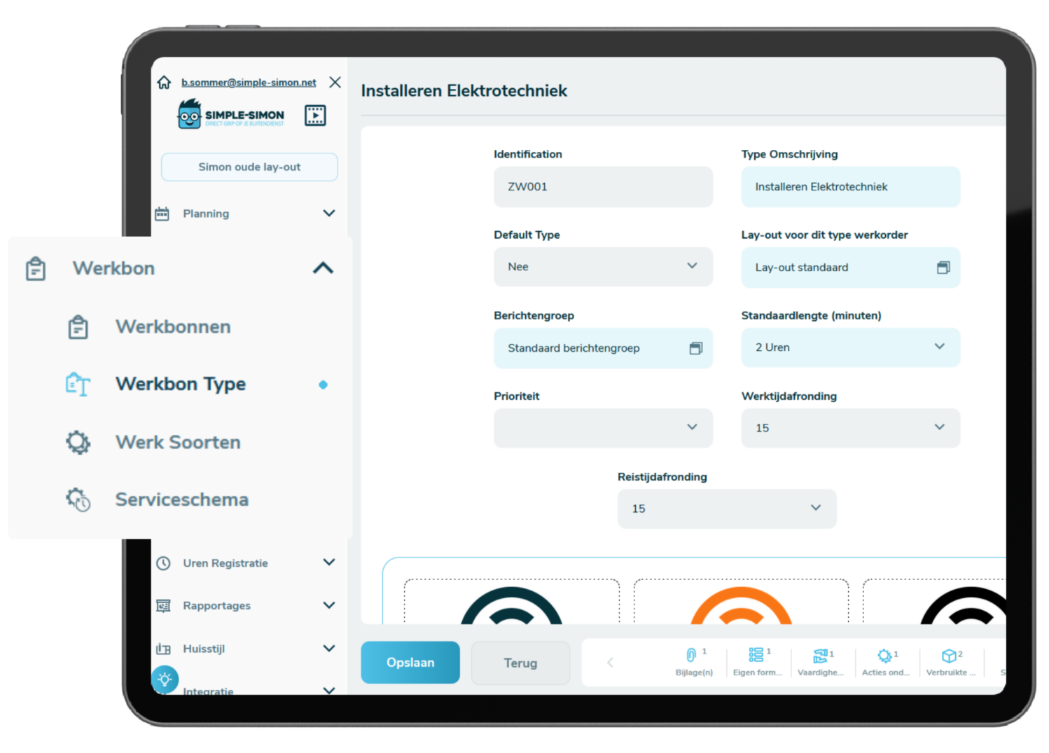 Werkbon type instellen in de Simple-Simon werkbonsoftware voor buitendienst en installatiebedrijven.